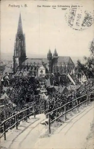 Ak Freiburg im Breisgau, Münster vom Schlossberg