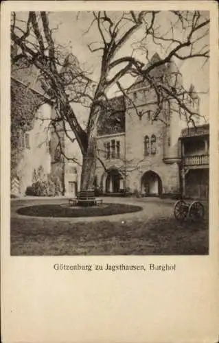 Ak Jagsthausen an der Jagst Württemberg, Burghof der Götzenburg