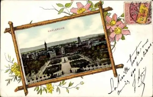 Passepartout Ak Karlsruhe in Baden, Panorama, Platz