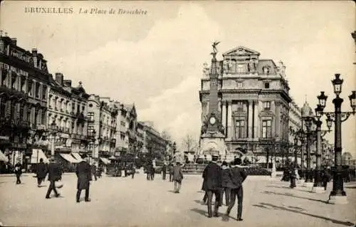 Ak Brüssel Brüssel, Place de Brouckère, Denkmal