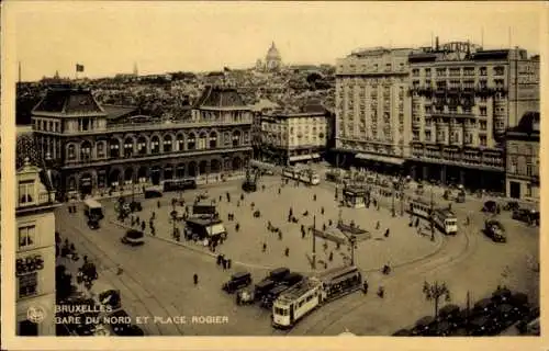 Ak Brüssel Brüssel, Gare du Nord, Place Rogier