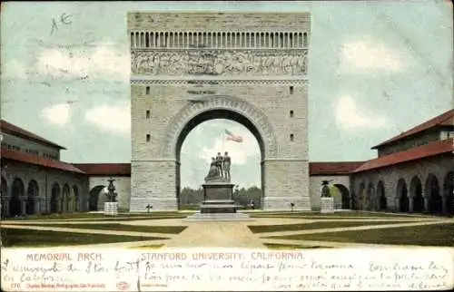 Ak Stanford California USA, Stanford University, Memorial Arch