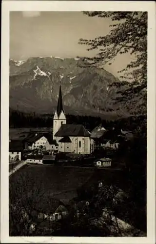 Ak Adnet Salzburg, Panorama, Kirche, Untersberg