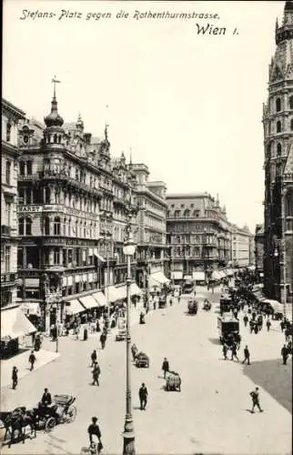 Ak Wien 1 Innere Stadt, Stephansplatz gegen die Rothenthurmstraße