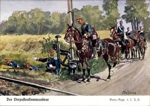 Künstler Ak Döbrich Steglitz, Vorpostenkommandeur, Grenadier Regiment 1