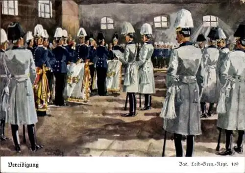 Künstler Ak Döbrich Steglitz, Bad. Leib. Gren. Regt. 109, Vereidigung