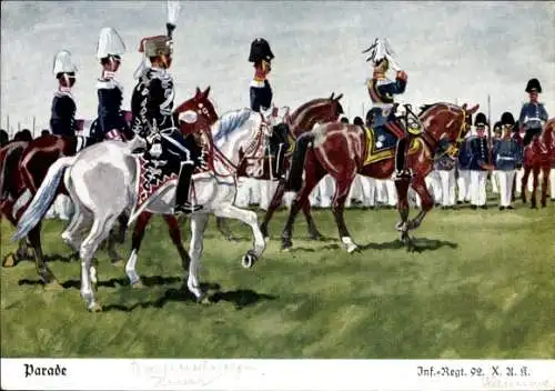 Künstler Ak Döbrich-Steglitz, Parade, Infanterie Regt 92 X AK