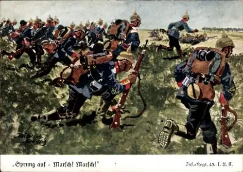 Künstler Ak Döbrich Steglitz, Infanterie Regiment 43