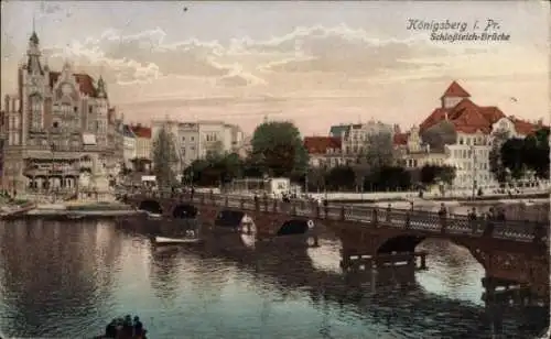 Ak Kaliningrad Königsberg Ostpreußen, Schlossteich Brücke
