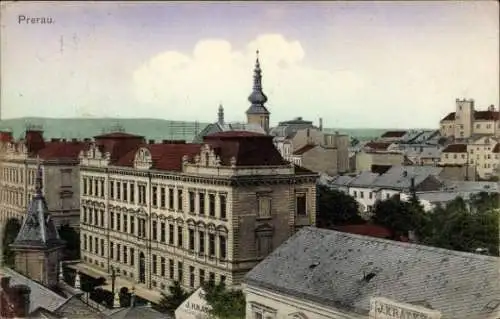Ak Přerov Prerau Region Olmütz, Teilansicht mit Rathaus