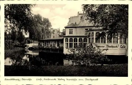 Ak Gorzów Wielkopolski Landsberg an der Warthe Ostbrandenburg, Stadtpark Café