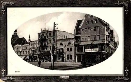 Präge Passepartout Ak Grudziądz Graudenz Westpreußen, Markt