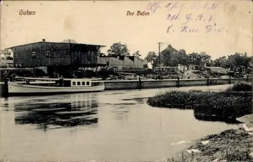 Ak Guben in der Niederlausitz, Hafen