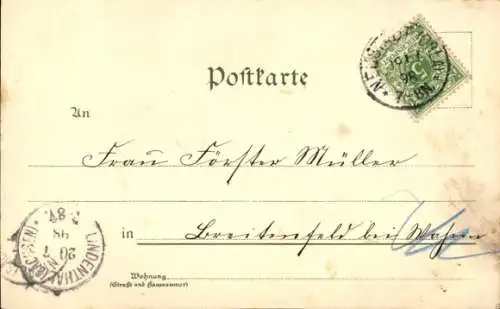 Litho Neustadt an der Orla, Totalansicht, Leuchtenburg, Schloss Hummelsheim, Marktplatz