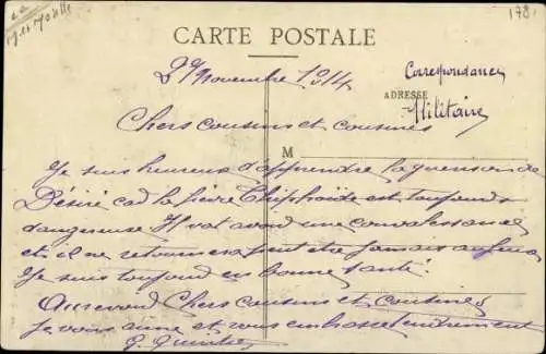 Ak Gerbeviller Meurthe et Moselle, La Rue de l'Hopital, soldats francais