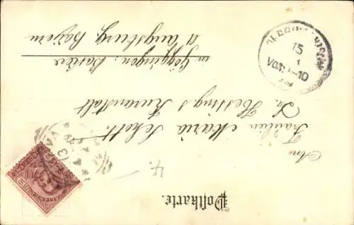 Litho Gemaltes Porträt einer Frau mit Regenschirm