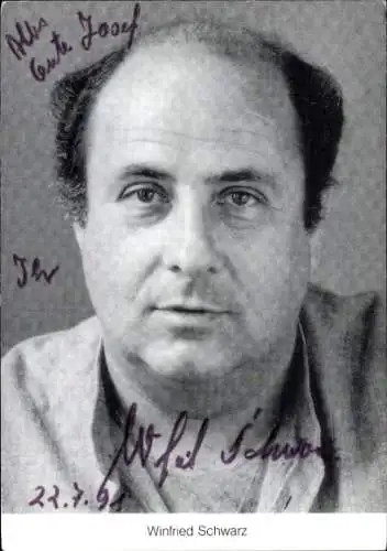 Ak Schauspieler Winfried Schwarz, Portrait, Serie Lindenstraße, Rolle Fritjof, Autogramm