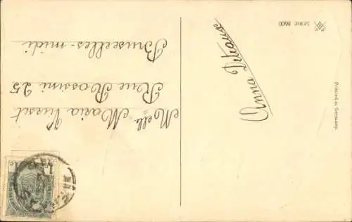 Präge Ak Ruderboot hängt an einem Zeppelin