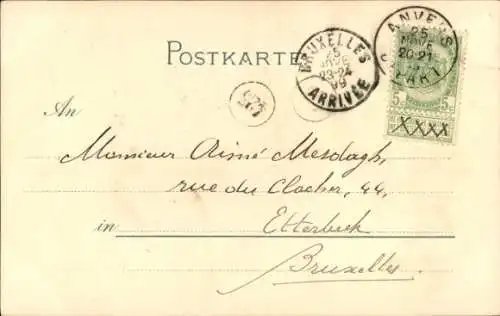 Künstler Litho Bohrdt, Glückwunsch Neujahr, Segelschiff mit Signalfahnen