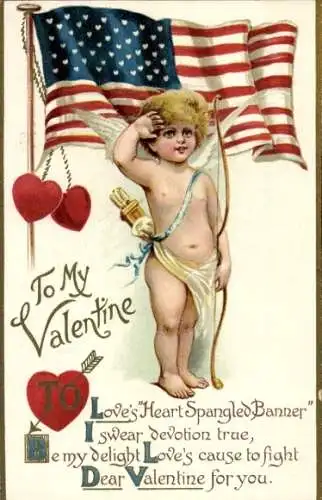 Ak Valentinstag, Engel, Amor, USA