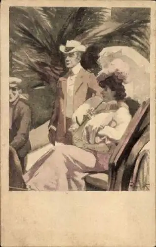 Jugendstil Künstler Ak Reznicek, Ferdinand von, Frau mit Schirm, Simplicissimus