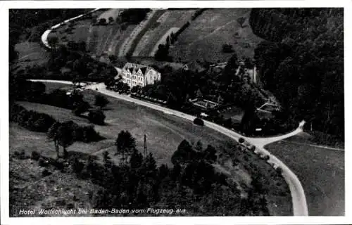 Ak Baden Baden am Schwarzwald, Hotel Wolfschlucht, Fliegeraufnahme