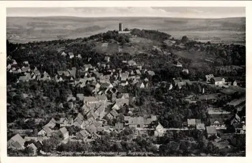 Ak Weiler Sinsheim in Baden, Burg Steinsberg, Fliegeraufnahme