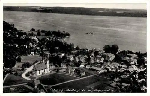 Ak Tutzing am Starnberger See Oberbayern, Fliegeraufnahme