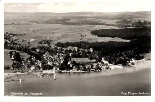 Ak Schondorf am Ammersee Oberbayern, Fliegeraufnahme