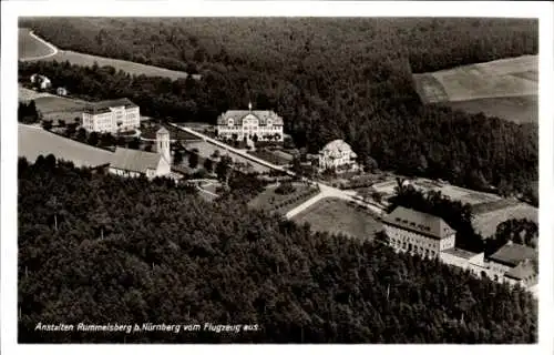 Ak Rummelsberg Schwarzenbruck in Mittelfranken Bayern, Anstalten, Fliegeraufnahme