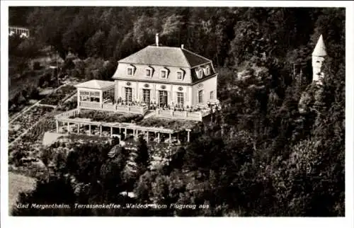 Ak Bad Mergentheim in Tauberfranken, Fliegeraufnahme, Terrassenkaffee Waldeck