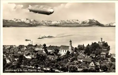 Ak Langenargen am Bodensee, Luftaufnahme, Zeppelin