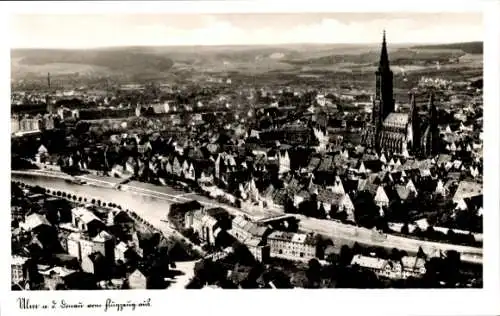 Ak Ulm an der Donau, Fliegeraufnahme der Stadt