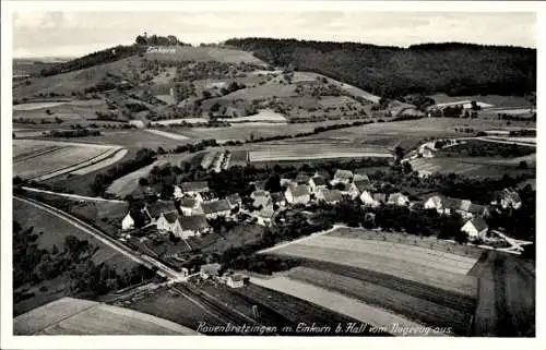 Ak Rauhenbretzingen Michelbach an der Bilz Württemberg, Fliegeraufnahme, Einkorn