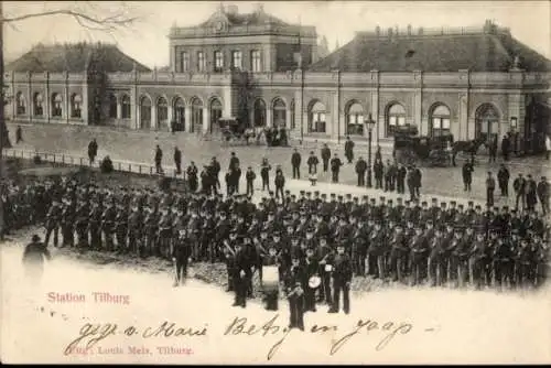 Ak Tilburg Nordbrabant Niederlande, Bahnhof, Musikkapelle