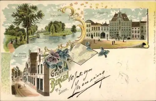 Litho Bergen op Zoom Nordbrabant, Kaserne, Rathaus, Stadtpark