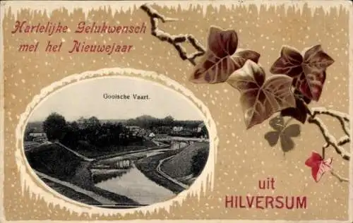 Präge Passepartout Ak Hilversum Nordholland Niederlande, Gooische Vaart, Efeu