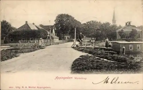 Ak Appingedam Groningen Niederlande, Westerbrug