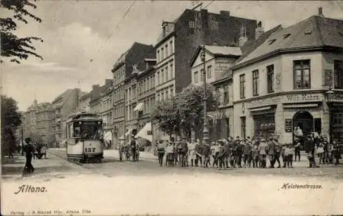 Ak Hamburg Altona, Allee, Holstenstraße, Straßenbahn, Geschäft Wilh. Kohrs