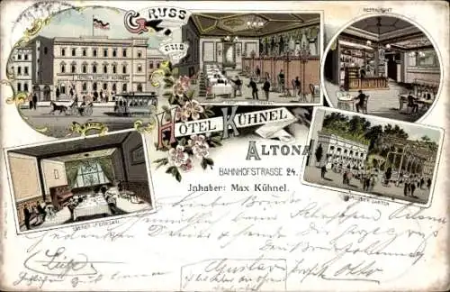 Litho Hamburg Altona, Hotel Kühnel, Bahnhofstraße 24, Restaurant, Garten, Saal