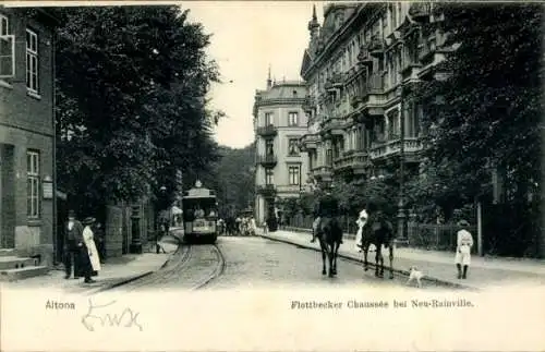 Ak Hamburg Altona, Flottbeker Chaussee, Straßenbahn, Neu Rainville