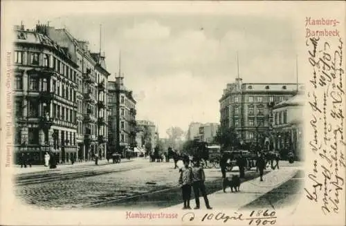 Ak Hamburg Nord Barmbek Barmbeck, Hamburger Straße, Passanten