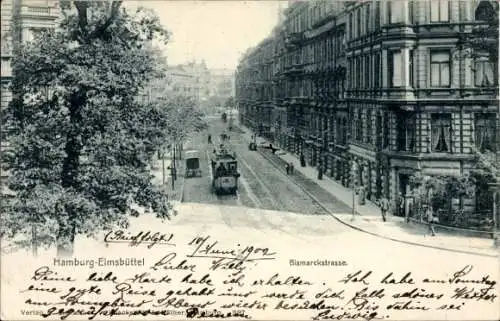 Ak Hamburg Eimsbüttel, Bismarckstraße, Straßenbahn