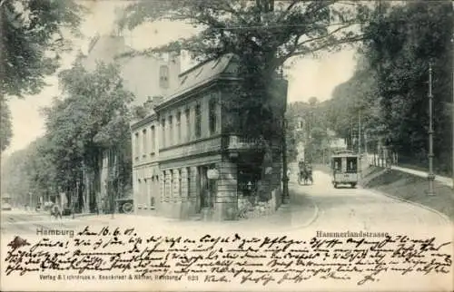 Litho Hamburg Hamm, Hammer Landstraße, Straßenbahn