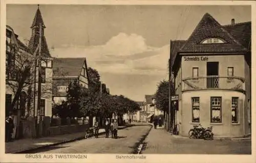 Ak Twistringen Niedersachsen, Bahnhofstraße, Schmidts Café
