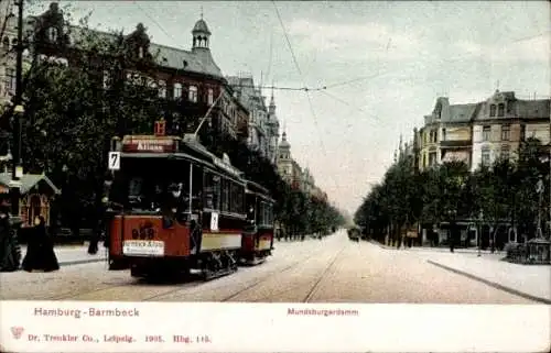 Ak Hamburg Nord Barmbek, Mundsburgerdamm, Straßenbahn 998, Trenkler 115