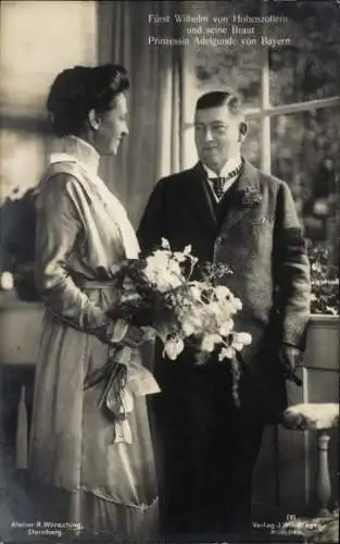 Ak Fürst Wilhelm von Hohenzollern mit Prinzessin Adelgunde von Bayern