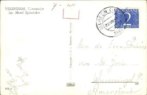 Ak Volendam Nordholland Niederlande, Volendamer Tracht, Teestunde