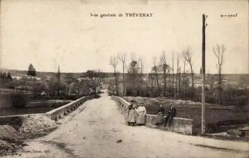 Ak Tréveray Meuse, Gesamtansicht, Brücke