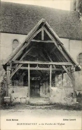 Ak Montchauvet Yvelines, Porche de l'Eglise